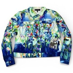 Claire Desjardins NWT Full Bloom Floral Watercolor Wearable Art Cotton Jacket L